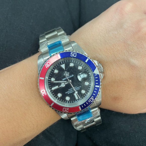 Reginald Half Blue Half Red Stainless Steel Watch - Picture 1 of 2